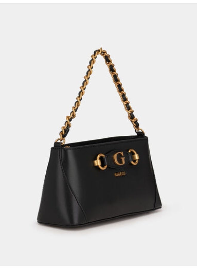 GUESS Amantea Girlfriend Bag with Metal Handle – Black, Eco-Leather Design - Image 4